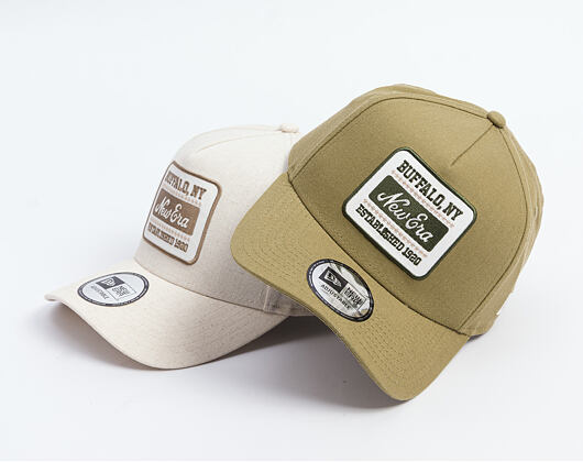 Kšiltovka New Era - Branded Buffalo Patch Linen 9FORTY A-Frame - New Olive