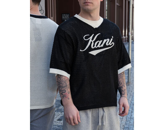 Triko Karl Kani - Cursive Varsity Crochet Boxy T-Shirt - Black