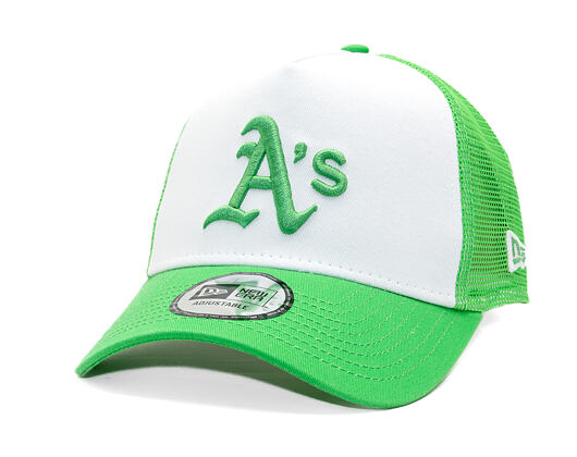 Kšiltovka New Era - MLB Essential 9FORTY A-Frame Trucker - Oakland Athletics - Green / White