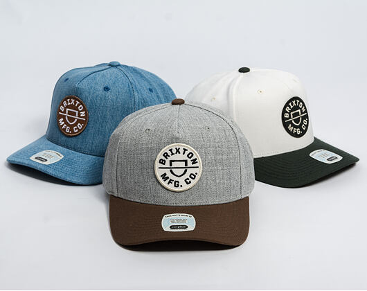 Kšiltovka Brixton - Crest C Mp Snapback - Heather Grey/Pinecone Brown