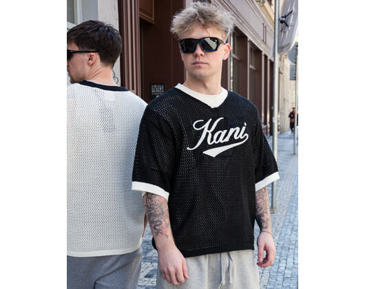 Triko Karl Kani - Cursive Varsity Crochet Boxy T-Shirt - Black