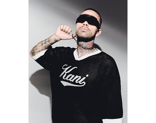 Triko Karl Kani - Cursive Varsity Crochet Boxy T-Shirt - Black
