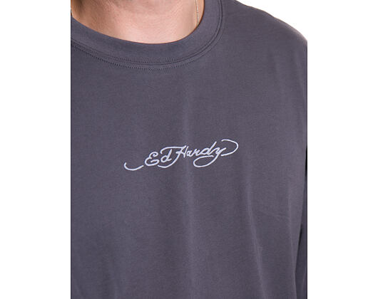 Triko Ed Hardy - Mens Don Wolf Eagle Panther Relaxed T-Shirt - Charcoal