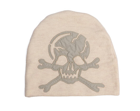 Kulich Ed Hardy - Unisex Skull Vegan Leather Applique Beanie - Black