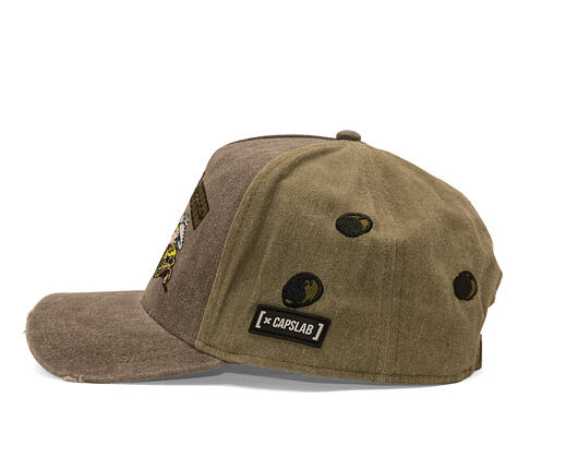 Kšiltovka Capslab - Lucky Luke A-Frame - Bullet Holes Distressed - Olive