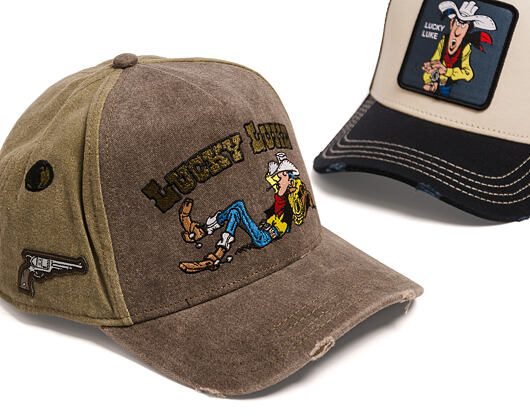 Kšiltovka Capslab - Lucky Luke A-Frame - Bullet Holes Distressed - Olive
