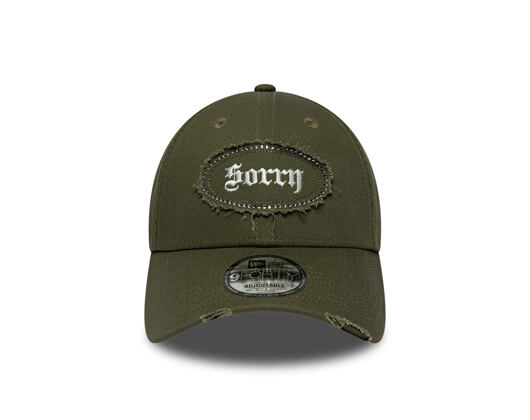 Kšiltovka New Era - Branded Gem Patch Distress 9FORTY - New Olive