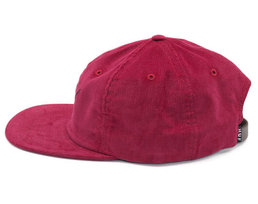 Kšiltovka HUF Cord Script 6 panel Ruby Strapback