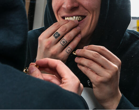 Pozlacené zuby King Ice Gold Plain Top Grillz