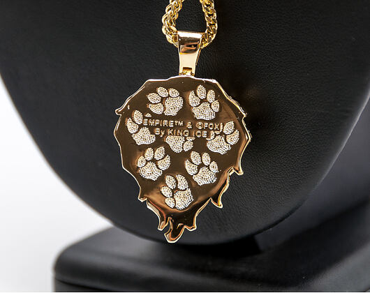 Pozlacený Řetízek na krk King Ice The 14K Gold Faceted Lion from Fox´s Empire