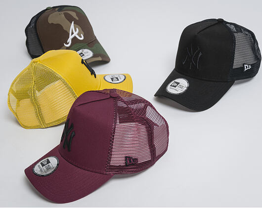Kšiltovka New Era League Essential Trucker Atlanta Braves 9FORTY Woodland Camo/White Snapback