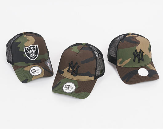 Dámská Kšiltovka New Era Camo Team Aframe Trucker New York Yankees 9FORTY Woodland Camo Snapback