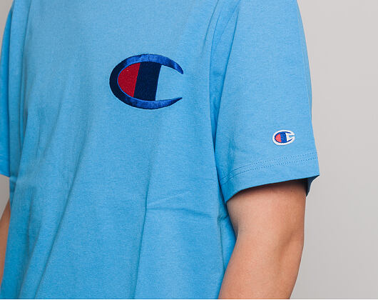 Triko Champion Crewneck T-Shirt Mid Logo Azure Blue