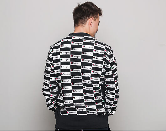 Mikina Champion Checkerboard Logo Crewneck Sweatshirt Black/White