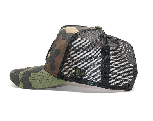 Kšiltovka New Era Trucker Washed Camo Los Angeles Dodgers 9FORTY Woodland Camo Snapback