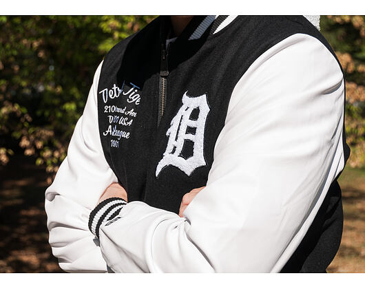 Bunda New Era Post Gradual Pack Varsity Jacket Detroit Tigers Black/White