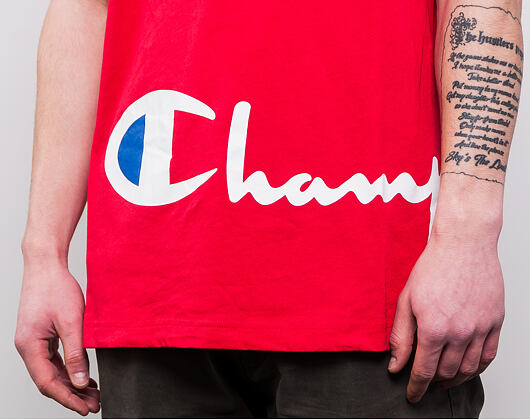 Triko Champion Crewneck T-Shirt Big Logo Red