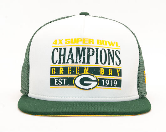 Kšiltovka 9FIFTY New Era Trucker Green Bay Packers Champions White/OTC Snapback