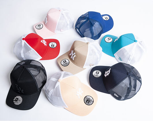 Kšiltovka New Era 9FORTY A-Frame Trucker Los Angeles Dodgers League Essential Scarlet/White