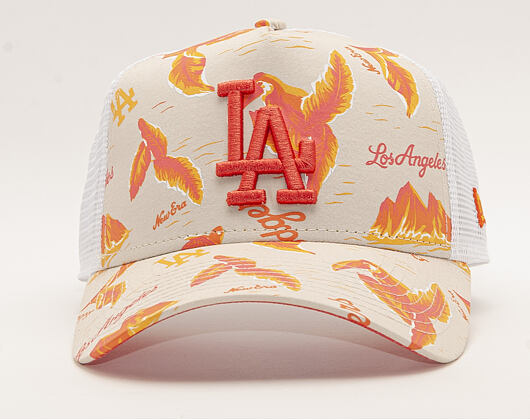 Kšiltovka New Era 9FORTY A-Frame Trucker Los Angeles Dodgers Desert Island White/Camel/Fire Red