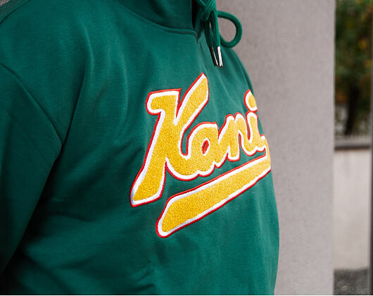 Mikina Karl Kani College Hoodie green/yellow