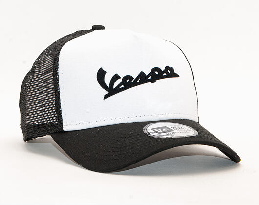 Kšiltovka New Era 9FORTY Trucker Vespa Flock Logo White / Black Snapback