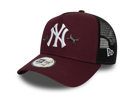 Kšiltovka New Era 9FORTY New York Yankees A-Frame Twine Trucker Maroon