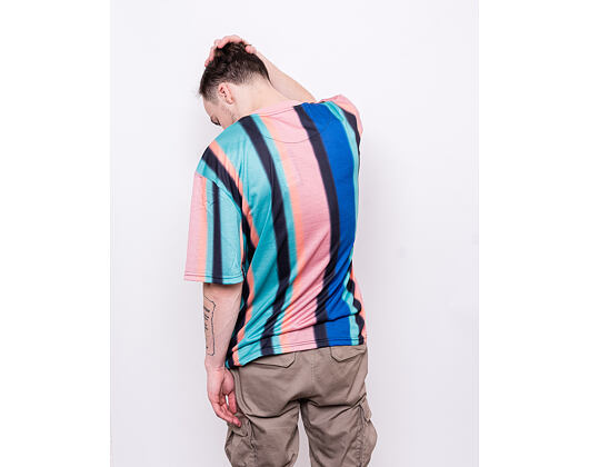 Triko Karl Kani Signature Stripe Tee 6060595 Turquoise/Black/Blue/Pink