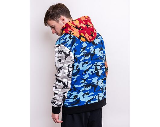 Mikina Karl Kani Signature Block Camo Hoodie Black/Blue - 6092651
