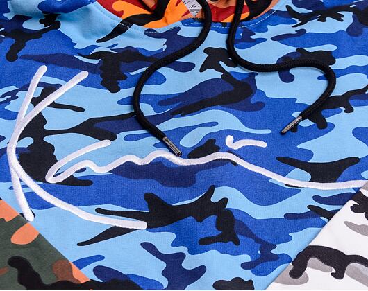 Mikina Karl Kani Signature Block Camo Hoodie Black/Blue - 6092651