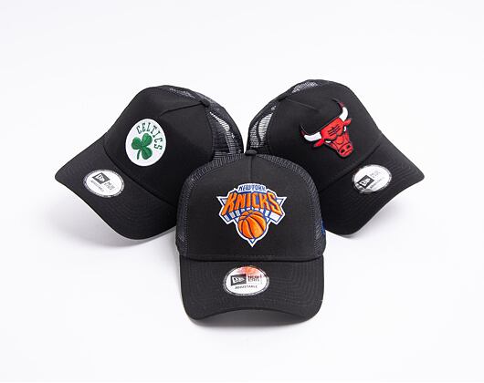 Kšiltovka New Era 9FORTY A-FRAME Trucker NBA Dark Base Team New York Knicks Black