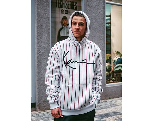 Mikina Karl Kani Signature Pinstripe Hoodie White/Black/Red 6093162