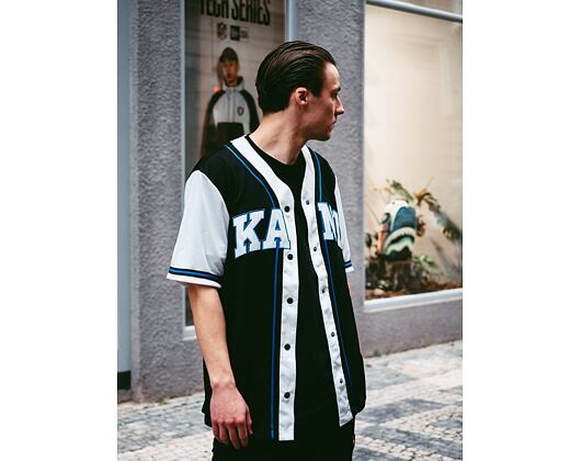 Dres Karl Kani Serif Block Baseball Shirt Black/White 6035437