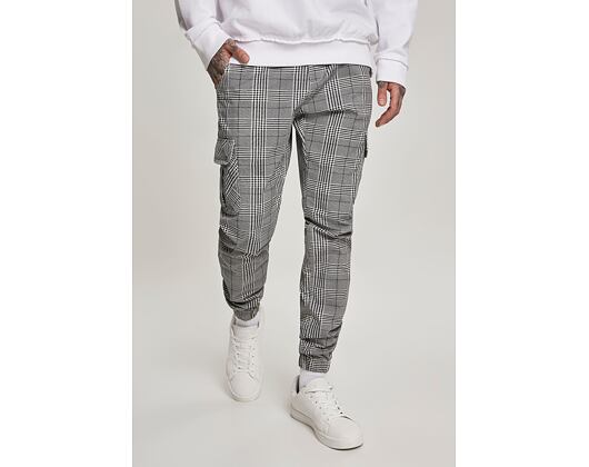 Kalhoty Urban Classic TB3138 AOP Glencheck Cargo Jog Pants White/Black