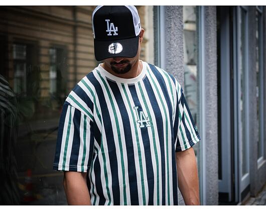 Triko New Era MLB Oversized Stripe Los Angeles Dodgers White / Blue / Green