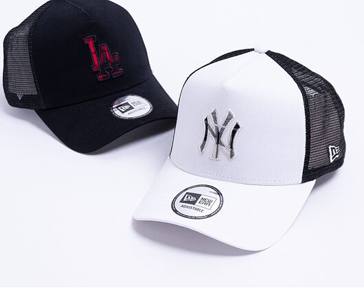 Kšiltovka New Era 9FORTY MLB Check Infill Trucker New York Yankees Strapback Stone