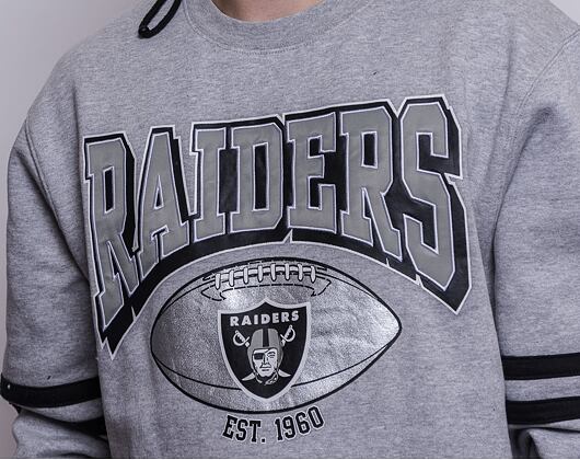 Mikina Mitchell & Ness All Over Print Fleece Crew Oakland Raiders Grey Heather