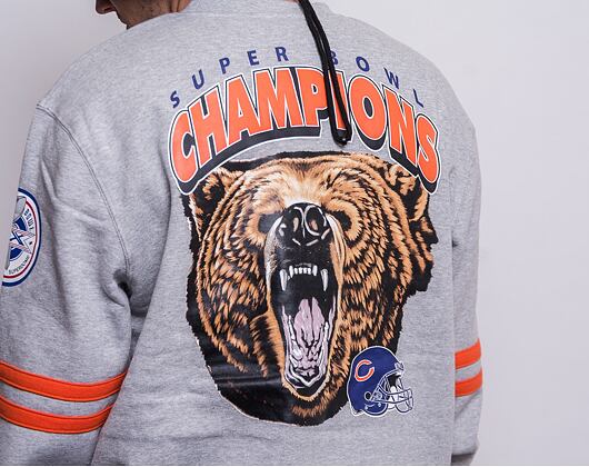 Mikina Mitchell & Ness All Over Print Fleece Crew Chicago Bears Grey Heather