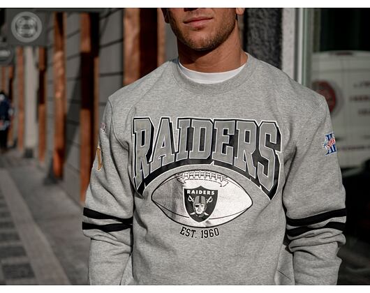 Mikina Mitchell & Ness All Over Print Fleece Crew Oakland Raiders Grey Heather