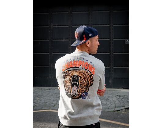 Mikina Mitchell & Ness All Over Print Fleece Crew Chicago Bears Grey Heather