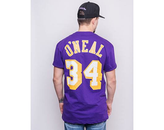 Triko Mitchell & Ness Los Angeles Lakers Shaquille O'Neal Name & Number Tee Purple