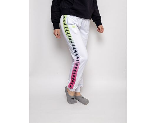 Dámské Tepláky Kappa 222 Banda Wrastoria Degrade White - Fuxia - Lime