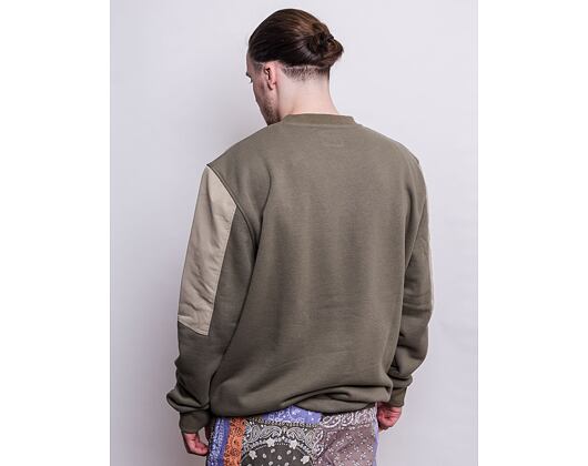 Mikina Karl Kani Small Signature Patchwork Crew dark green/military green