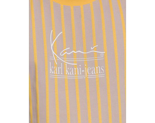 Triko Signature Karl Kani Jeans Pinstripe Tee light sand/yellow