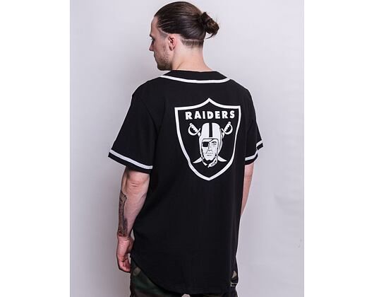 Triko New Era Distressed Logo Button Up Tee Las Vegas Raiders Black