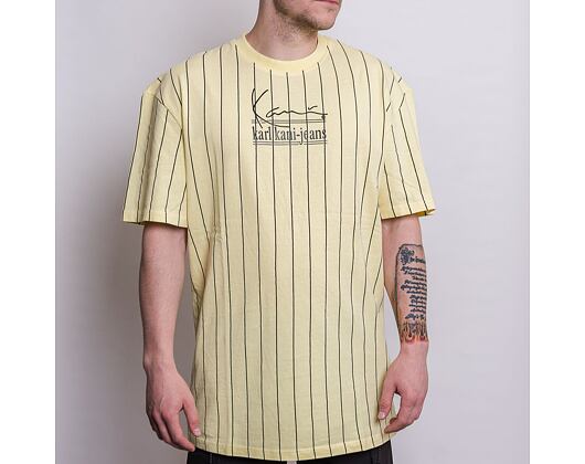 Triko Signature Karl Kani Jeans Washed Pinstripe Tee light yellow