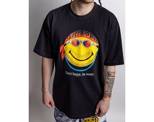 Triko Market Smiley Don't Happy, Be Worry Black