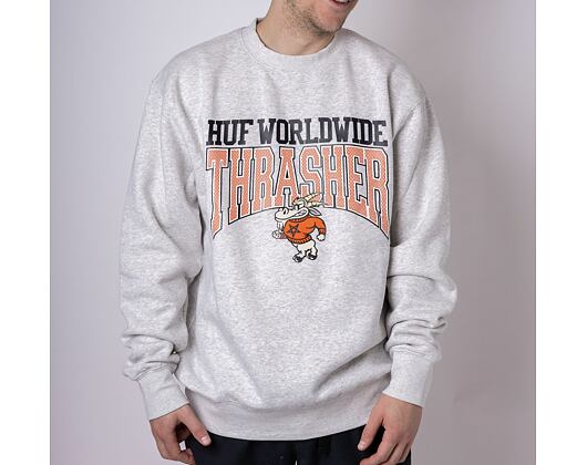 Mikina HUF × Thrasher Candlestick Crewneck Athletic Heather