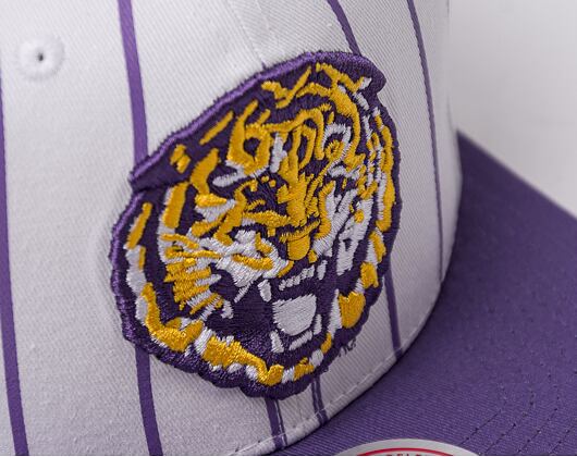 Kšiltovka Mitchell & Ness NCAA Retro Pinstripe Snapback Louisiana State University White
