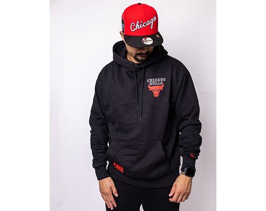 Mikina New Era NBA Half Logo Oversized Hoody Chicago Bulls Black/Red